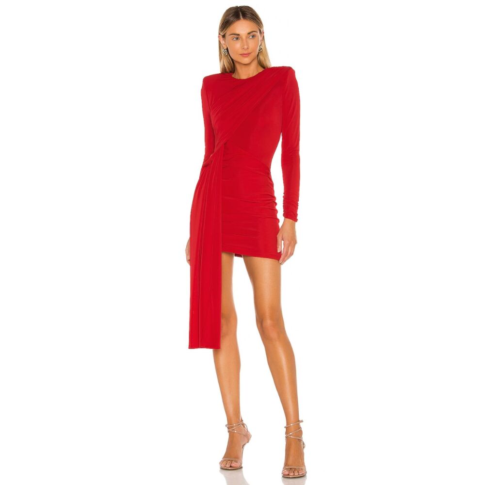 Michael Costello x REVOLVE Felix Mini Dress Red Draped NWT Size Small